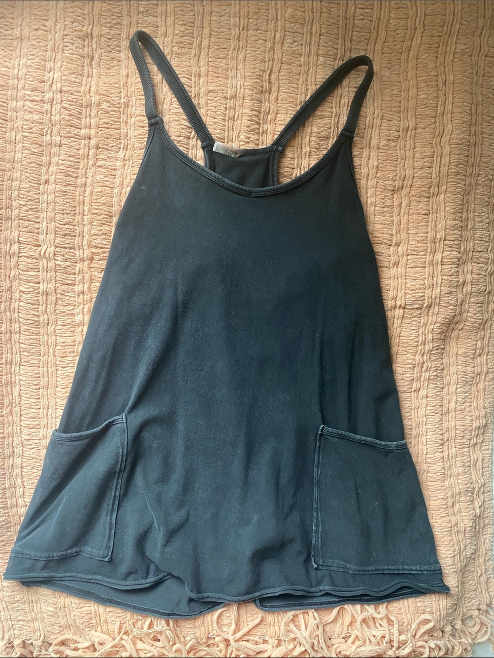 Sleeveless Black Mini Dress with Front Pockets